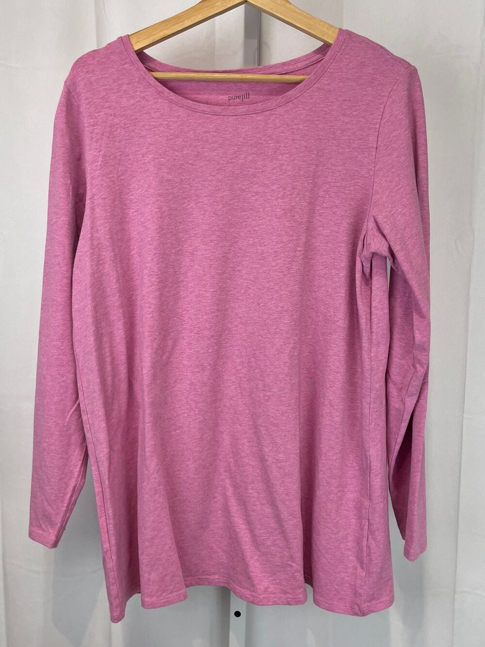 J. JILL PureJill Long Sleeve Tee Stretch Pima Cotton Knit Pink Size 1X Plus